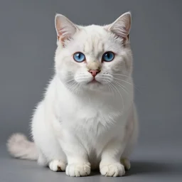 hyper - realistic full body portrait of a white cat with blue eyes, photorealism, portrait photography, volumetric lighting, insanely detailed, artstation, 4 k, 8 k