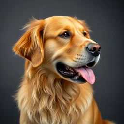 a golden retriever as the man of vitrus