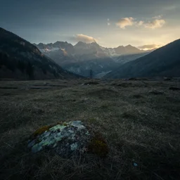 photo of mysterious alpine moor landscape in spring, first light, cinematic, cinematic, art by michael shainblum,