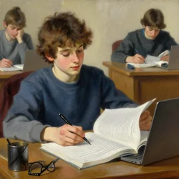 stock photo of gigachad studying for exam, relaxed and chill atmosphere, high definition, highly detailed painting by gaston bussiere, j. c. leyendecker, craig mullins