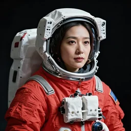 an astronaut with a red suit and backpack