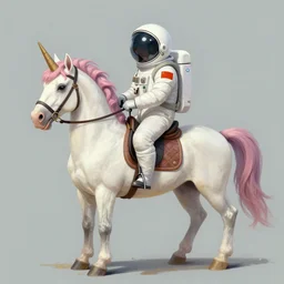 horse in a spacesuit riding a unicorn. digital painting by kirby