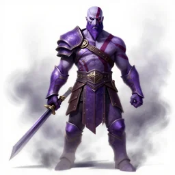 a beautiful artwork illustration, concept art sketch of kratos in purple armor, volumetric fog, godrays, high contrast, high contrast, high contrast, vibrant colors, vivid colors, high saturation, by Greg Rutkowski and Jesper Ejsing and Raymond Swanland and alena aenami, featured on artstation, wide angle, vertical orientation
