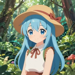a painttoolsai of reimu in the jungle wearing bonnet