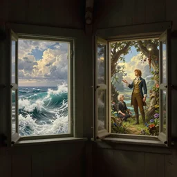 charm'd magic casements opening on the foam of perilous seas, in Faerie lands forlorn, by Albert Bierstadt and James Gurney, 4k, aesthetic
