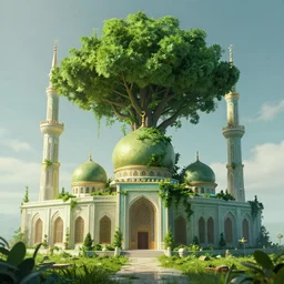 🌿 mosque 🌳, style artstation, style greg rutkowsk, octane render, unreal engine 6, epic game graphics, fantasy, ciberpunk, conceptual art, ray tracing