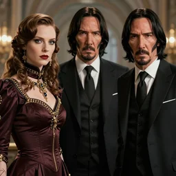 cinematic stills from castlevania combined with john wick, deep focus, d & d, fantasy, intricate, elegant, highly detailed, digital painting, artstation, concept art, matte, sharp focus, illustration, hearthstone, art by artgerm and greg rutkowski and alphonse mucha