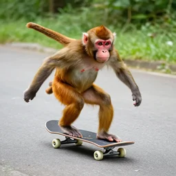 monkey skateboarding