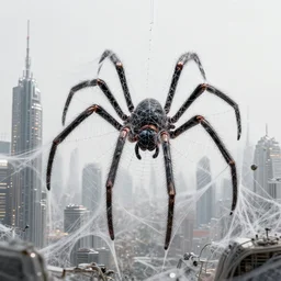 a futuristic city made of spiderwebs designed by arachnids