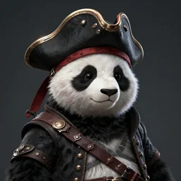 dark fantasy portrait of a panda wearing a pirate hat, trending on artstation, unreal engine