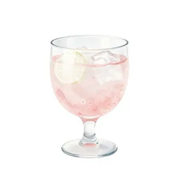 minimalist watercolor gin and tonic in a short glass on white background, illustration, vector art