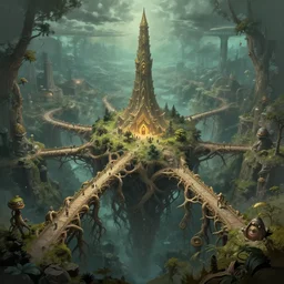 a civilisation within a mysterious land where magical root bridges by gargi roy, concept art, artstation