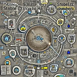 Artificial Intelligence diagram of Stable Diffusion aka dream, Realistic, HDR, Clear Image, readable diagram