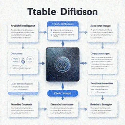 Artificial Intelligence diagram of Stable Diffusion aka dream, Realistic, HDR, Clear Image, readable diagram