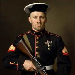 jan van eyck portrait of usmc marine with rifle,