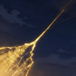 anime digital art golden crack in the night sky