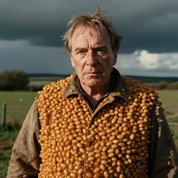 film still of ian mckellen covered in baked beans