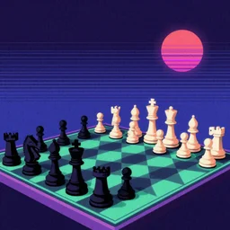surreal chess, 80s style synthwave, lofi, matte colors, by Jeff easley, digital art