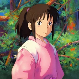 A psychedelic portrait of chihiro, vibrant color scheme, highly detailed, in the style of romanticism, cinematic, artstation, Greg rutkowski