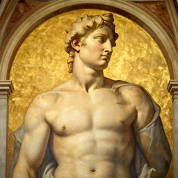 fresco by michealangelo, golden paiting, epic light
