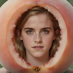 emma watson portrait inside a peach