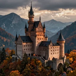 Evil castle by Evgeny Lushpin,Rodger dean,background mountains,autumn,halloween
