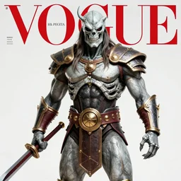 skeletor from he - man. studio photo. vogue magazine cover with text. highly detailed