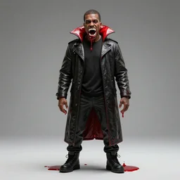 Kanye West As A Vampire With Shark Teeth, Red Fluid Dripping From His Mouth, Full Figure, 8K, octane render, HDR, photorealistic, volumetric lighting, Hyperrealistic-H 960