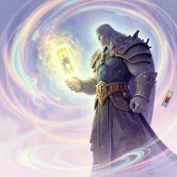 side profile, lich king, gloomhaven, luminescent, tarot, colorful swirly magic ripples, pastel colors, by greg manchess, huang guangjian, sachin teng, greg rutkowski, jesper ejsing, ilya kuvshinov