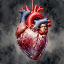 portrait, An anatomical heart shaped balloon with a noose hanging from it, watercolor, dramatic lighting, cinematic, establishing shot, extremly high detail, foto realistic, cinematic lighting, pen and ink, intricate line drawings, by Yoshitaka Amano, Ruan Jia, Kentaro Miura, Artgerm, post processed, concept art, artstation, matte painting, style by eddie mendoza, raphael lacoste, alex ross