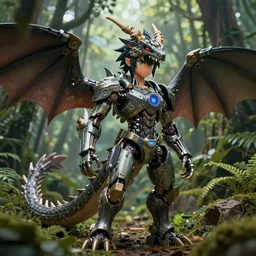 handsome anime dragon in amazon rainforest, dnd character, background focus, shape focus, daniel, intricate mechanical details, futuristic, 2 k aesthetic, dramatic lighting, 4 k, 3 d octane render, provenance, detailed, trending on artstation