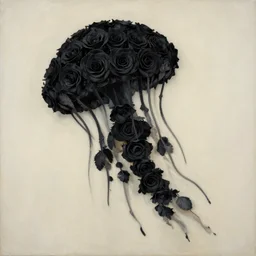 jellyfish made of black!! roses, by georgia o'keeffe