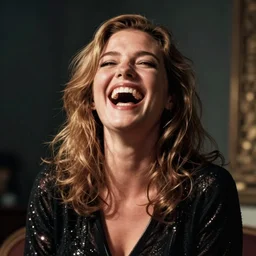 Drew Barrymore laughing maniacally, by Ed Roth