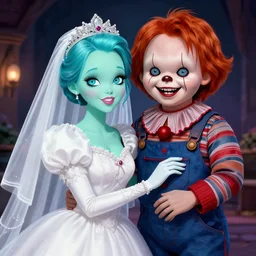 Tiffany the bride of Chucky fused with pennywise, digital art, ilustration, well-detailed