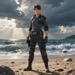 jett from the game valorant at the beach