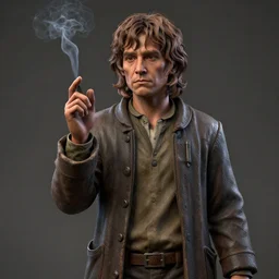 tribute sculpture of elijah wood as frodo, high detail shot, smoking, render, cgsociety, photorealism