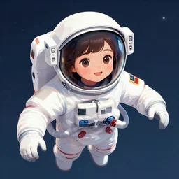( ( dither ) ) illustrated portrait of a young astronaut girl floating in space, colorful, ( ( mads berg ) ), christopher balaskas, detailed, dynamic pose, light blue filter, high contrast, dark tint, halftone shaded, anime poster shading, cute face by ilya kuvshinov, makoto shinkai, yoshinari yoh