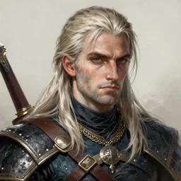 geralt of rivia after a hunt, paint detailed digital artstation, close up, portrait hd 4 k, by craig mullins and j. c. leyendecker, hd
