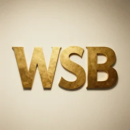 WSB logo made of gold, film photo, grainy, high detail, high resolution
