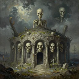 skeletal bunker, oil on canvas concept art by beksinski, giger, millaise and greg rutkowski, deviantart, hall of mirrors, concept art, lovecraftian