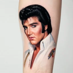 photograph of elvis with an elvis tattoo