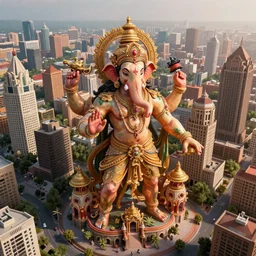 high quality 3 d baroque biomorphic hanuman! buildings in mumbai!!, highly detailed, cinematic smooth, berenice abbott & john j. park, dramatic morning light, wide shot, high angle, uhd 8 k, sharp focus