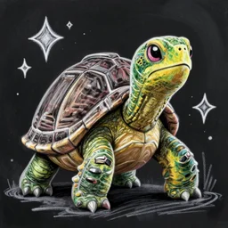 a turtle monster, portrait, chalk digital art, fantasy, magic, trending on artstation, ultra detailed, professional illustration by Basil Gogos