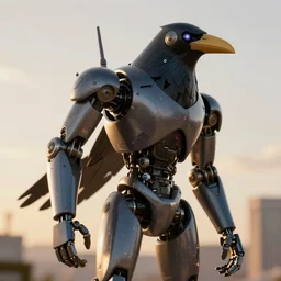 raven robot, hyperdetailed, artstation, cgsociety, golden hour 8k