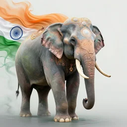 portrait of ethereal elephant in indian flag colors, intricate detail, ornate, conceptual art, soft light, dynamic, art by artgerm