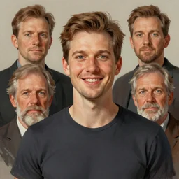 photo of derek boshier with simple smile paint detailed digital artstation, portrait hd 4 k, y greg rutkowski and gaston bussiere and craig mullins and j. c. leyendecker, hd
