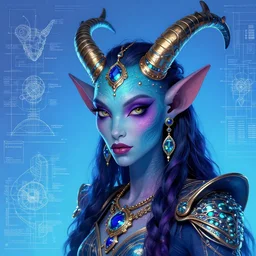 portrait of jewel djinn commander in the style of Rob Lefield and Dan Mumford , trending on artstation, digital art,surrealism ,macro,blueprint ,vaporwave ,