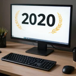 photo of a computer on a desk ( 2 0 2 0 ). realistic, highly - detailed, award - winning, sharp focus
