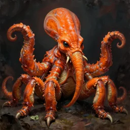 zoological portrait of orange cthulhu by ilya kuvshinov
