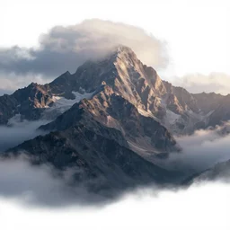 beautiful render of a landscape, unreal engine, first light, majestic mountains, dramatic clouds, soft light, png, on white background, by greg rutkowski, cgsociety
